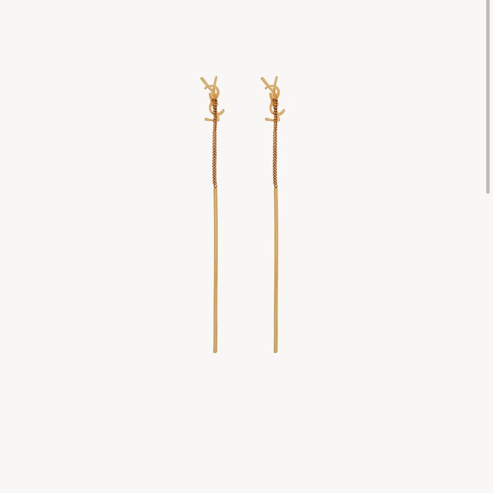 YSL SAINT LAURENT CASSANDRE THREADER EARRINGS IN METAL - Picture 4 of 7